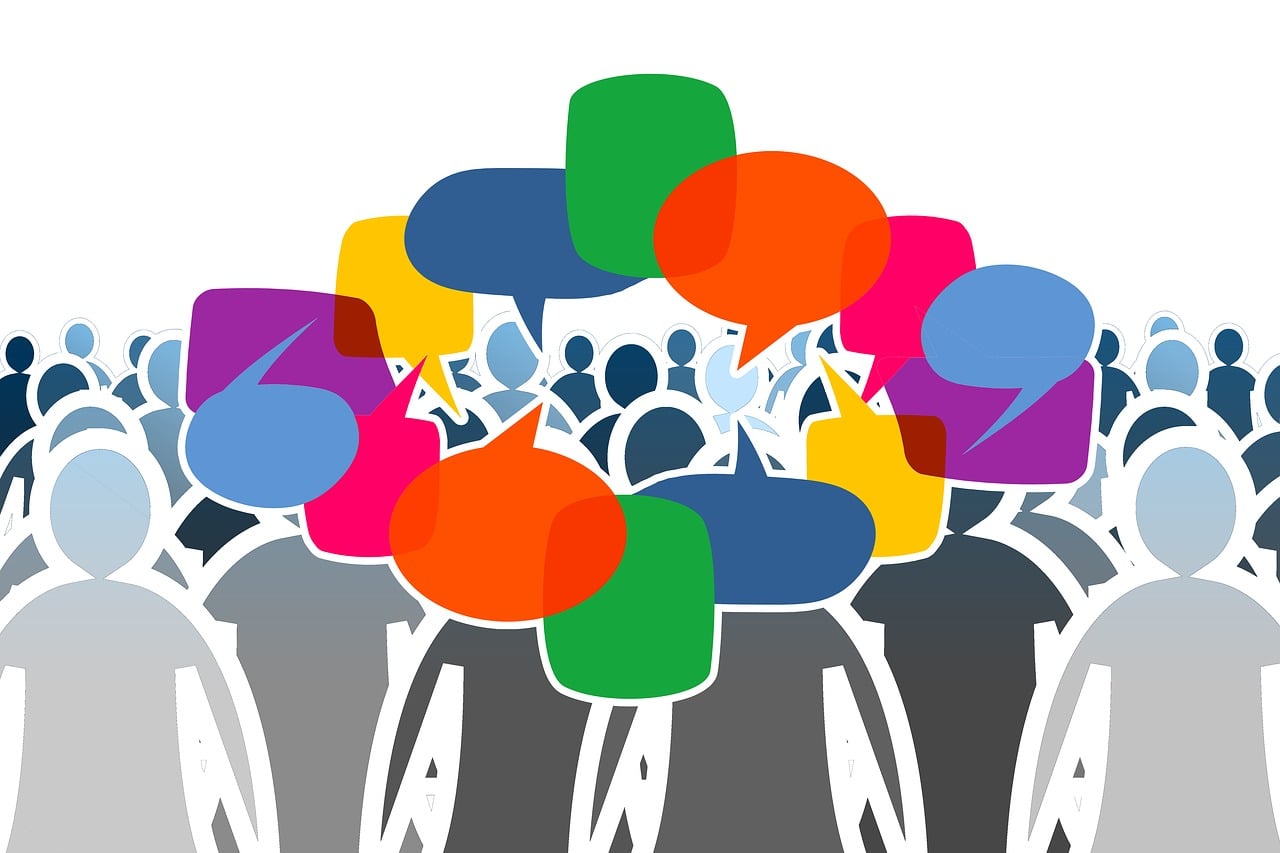 social media, crowd, people, communication, balloons, silhouettes, group of people, group, viewers, together, community, cooperation, assembly, collection, company